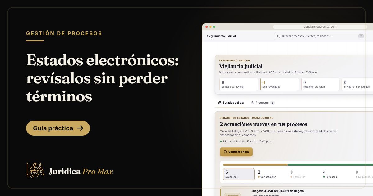 Revisión de los estados del día en Jurídica Pro Max, despacho por despacho
