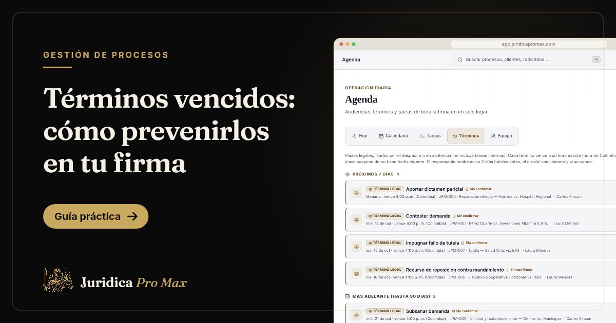 Agenda de términos legales de los próximos 7 días en Jurídica Pro Max